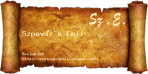 Szpevák Emil névjegykártya