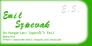 emil szpevak business card